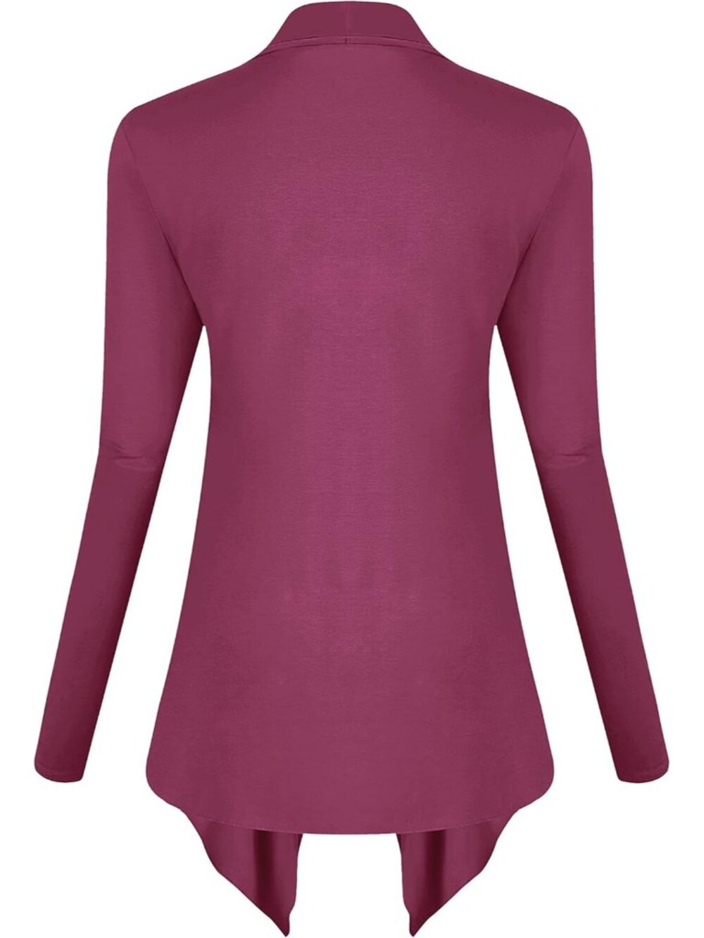 🆕Women's Fushia Rose Drape Front Open Cardigan Long Sleeve Irregular Hem Jacket - Picture 3 of 5